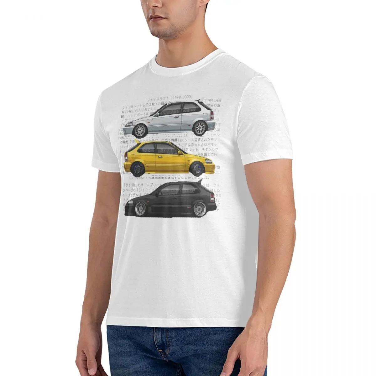 Men's Civic's Ek Type R T Shirt J-JDM 100% Cotton Tops Funny Short Sleeve Round Neck Tee Shirt Printing T-Shirts