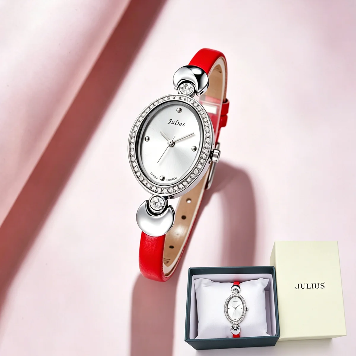 Small Oval Women's Watch Japan Quartz Rhinestones Hours Simple Fine Fashion Dress Clock Bracelet Girl Birthday Gift Julius Box