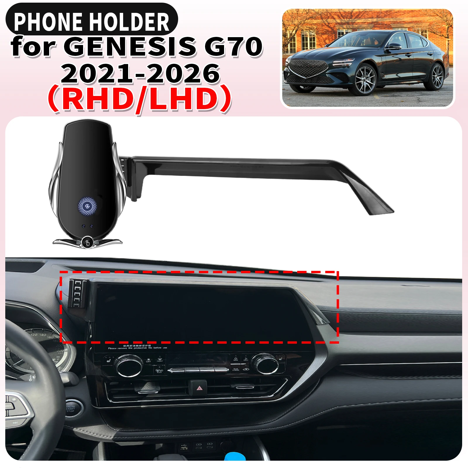 

for GENESIS G70 2021 - 2026 RHD LHD Screen Base Mount Phone Holder Dedicated Clip-On Navigation Bracket Car​​ accessoires