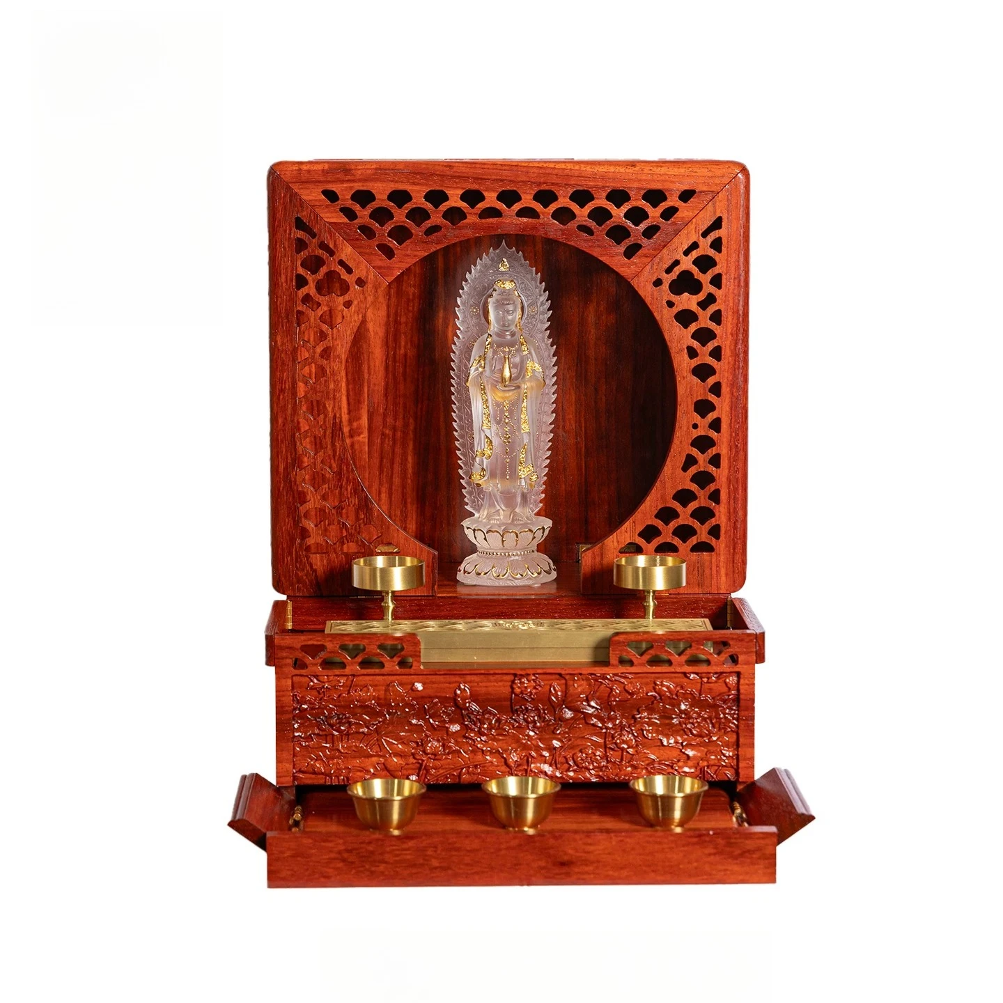 Cz raw wood unpainted mortise and tenon small portable foldable desktop red rosewood rosewood for home shrine niche