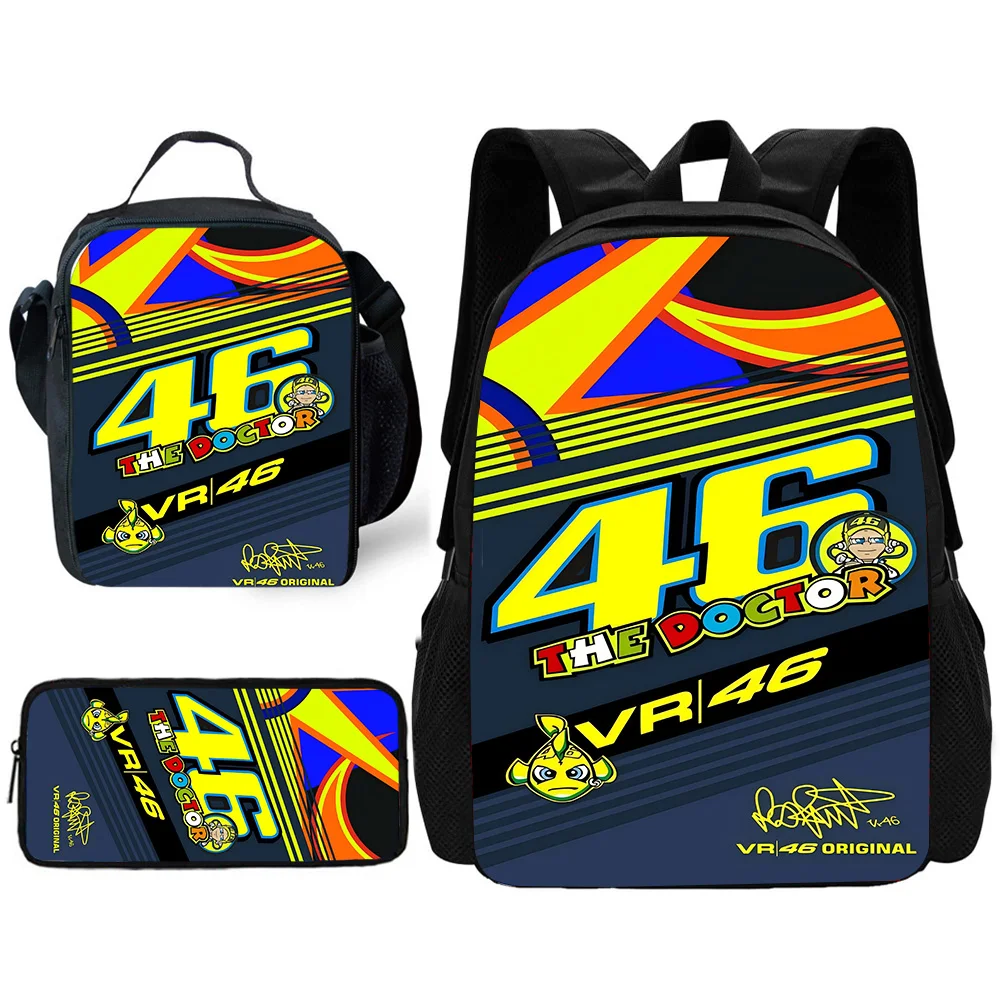حقيبة ظهر مدرسية للأطفال R-rossis VR-46 مع حقائب غداء وحقائب أقلام رصاص وحقائب مدرسية للبنين والبنات أفضل هدية