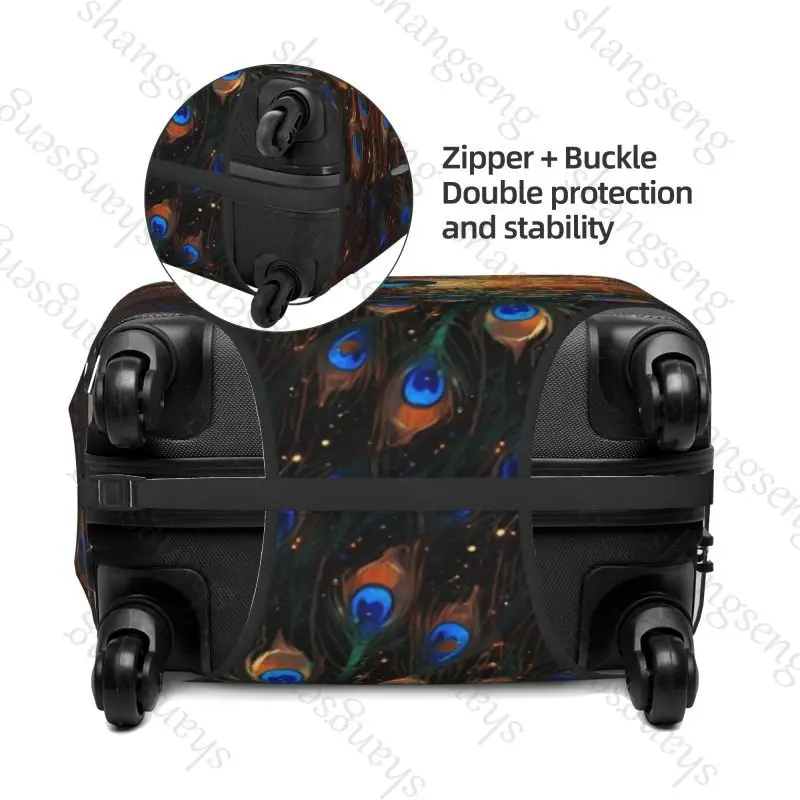 Peacock Flowers Travel suitcase protective case, suitcase cover, elastic protection, washable Luggage cover 18-32 in Accessories
