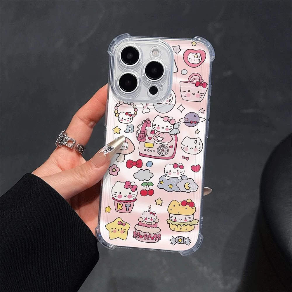 เคสโทรศัพท์ Sanrio KT สำหรับ iPhone 13 iPhone 16/15/14/13/12/11/x/xs/xs Max เคสใสลาย Hello Kitty สำหรับผู้หญิง  อุปกรณ์เสริมน่ารักๆ