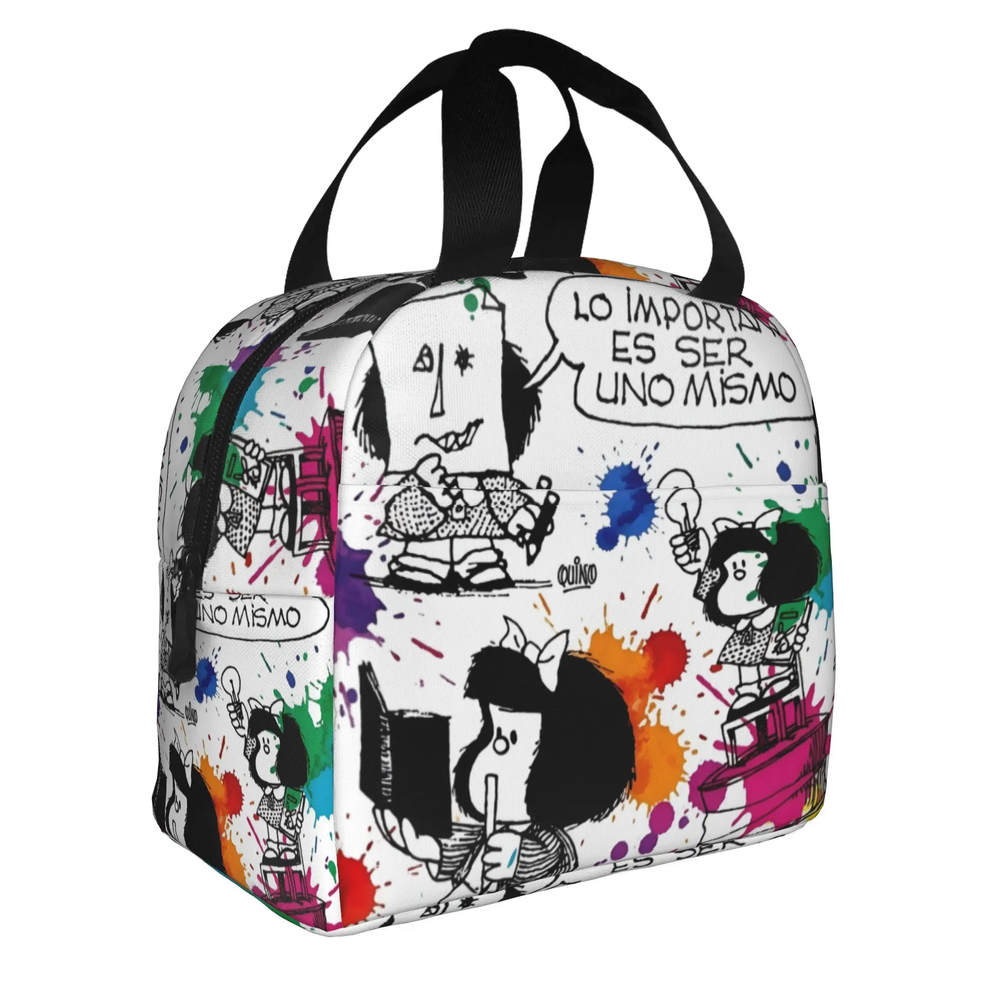 M-Mafaldas Insulated Lunch Bags for Camping Travel Quino Manga Cartoon Resuable Thermal Cooler Bento Box Women Men