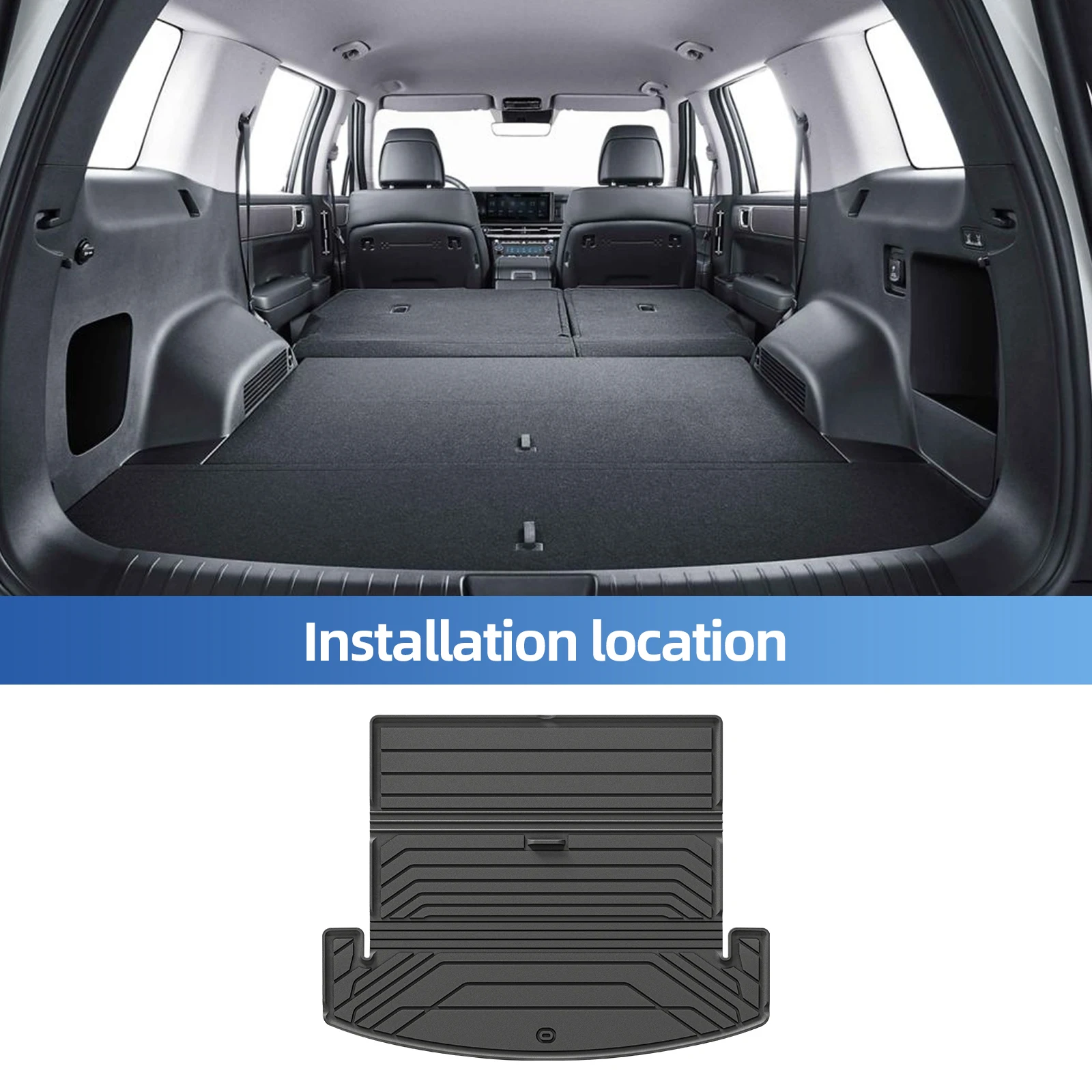 for Hyundai Santa Fe 6/7 Seater (Non Hybrid) 2024-2026 Car Floor Mats Cargo Liner Trunk Pad TPE 3D Foot Mat Left Rudder BLACK