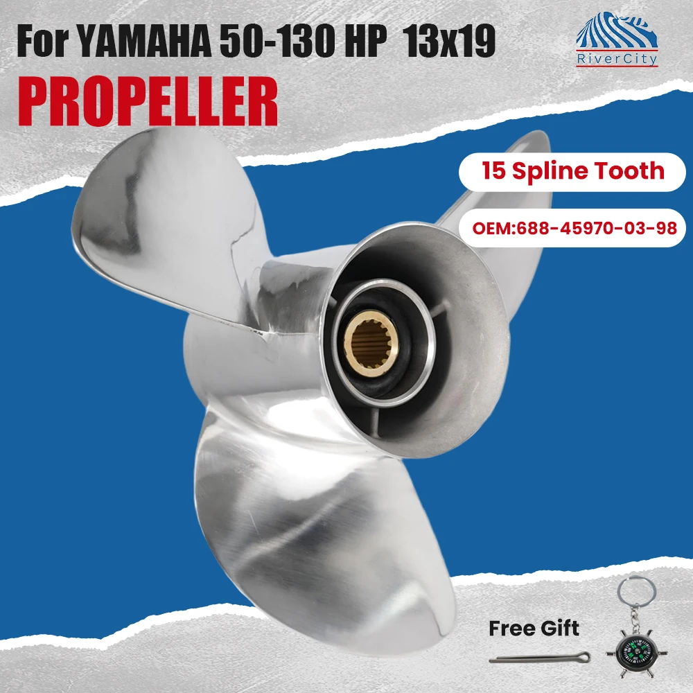 Boat Propeller For Yamaha 50hp 60hp 70hp 75hp 80hp 85hp Outboard Screw 13x19 Boat Motor Stainless Steel Propeller 3 Blade 15