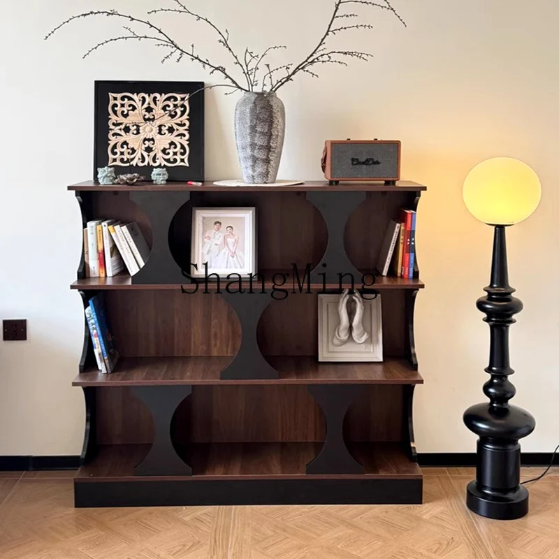 

CL black half-wall bookcase medieval display retro entrance living room combination floor-to-ceiling simple wind bookshelf