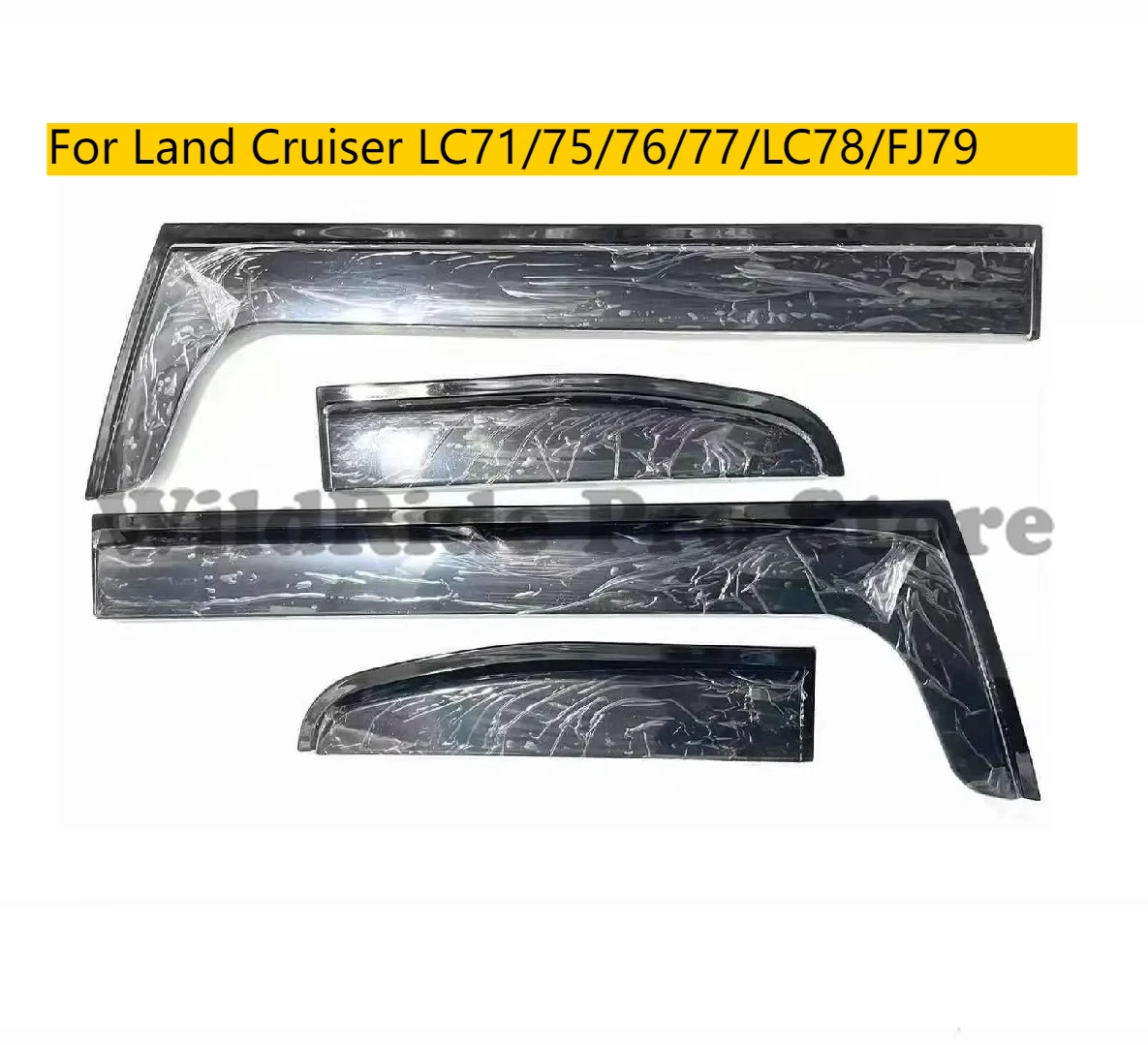 

Chrome Side Window Vent Visor 4 Piece for Land Cruiser LC71/75/76/77/LC78/FJ79 Out-Channel Rain Guard Deflector Wind Deflectors