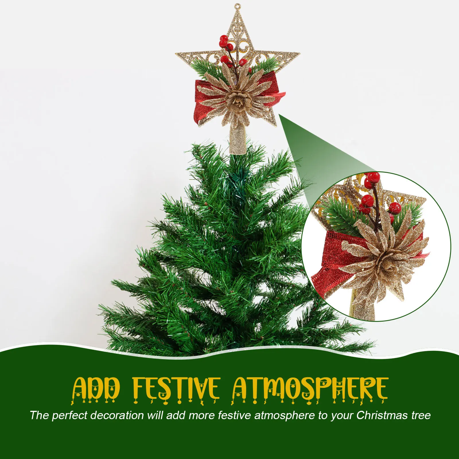 

1pc Christmas Tree Star Topper Electroplated Five-Pointed Ornament Holiday Party Decor Xmas Treetop Decoration