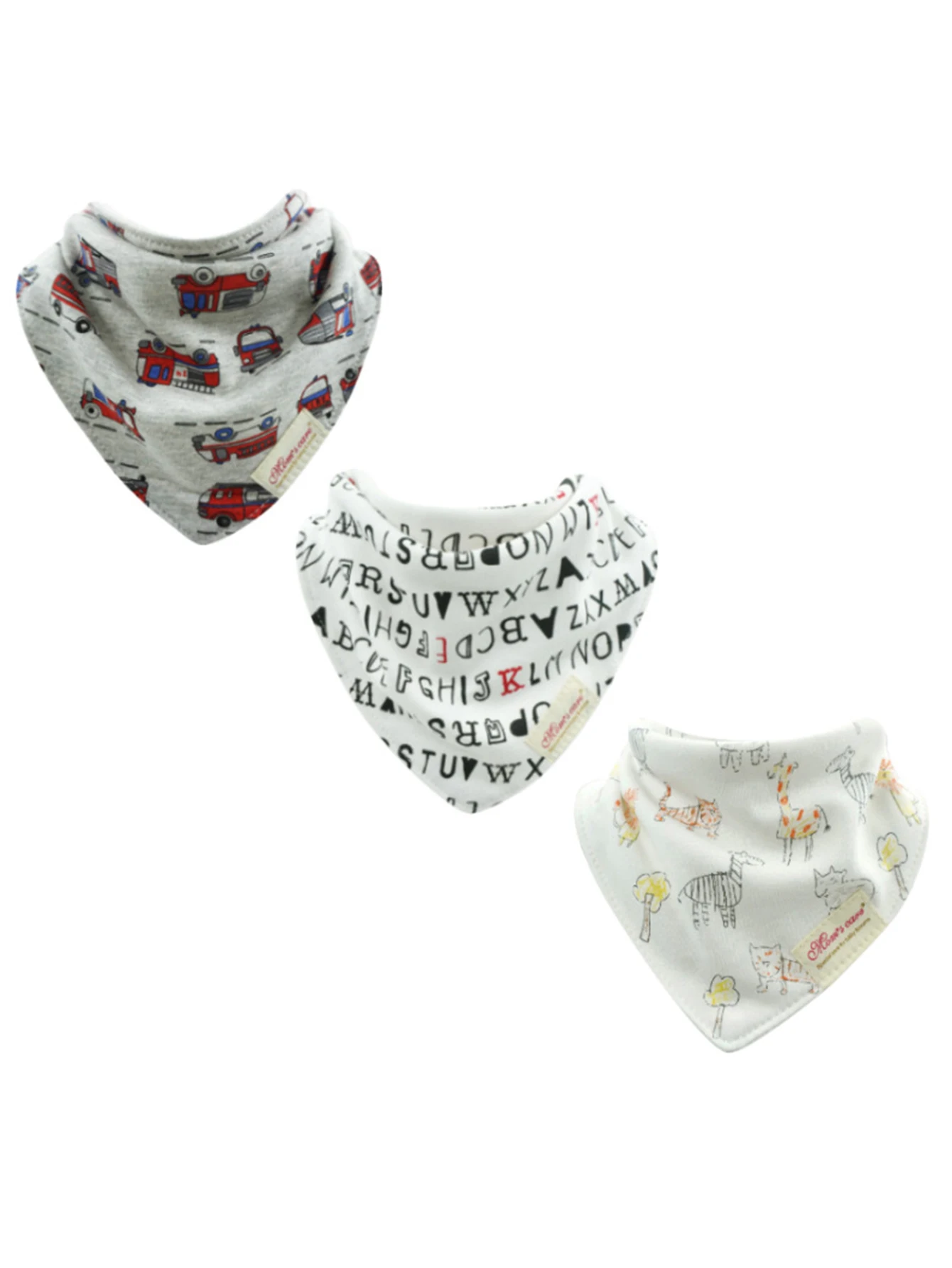

3pcs large-sized baby triangle scarves with double-layer button triangular scarf bibs 24 * 44cm Child Accessories