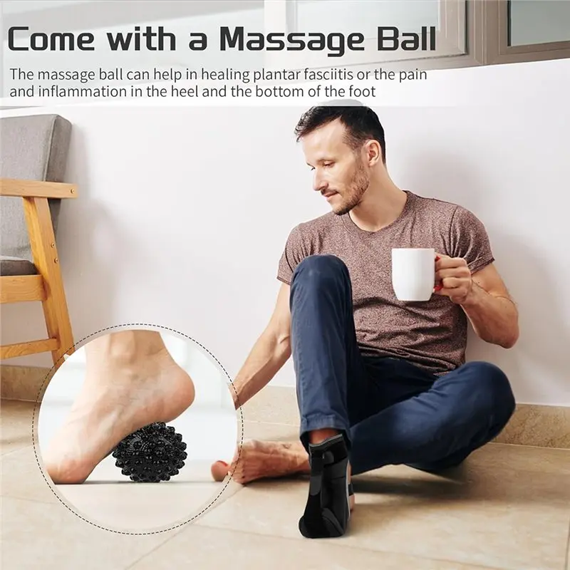 A38T-Brace For Plantar Fasciitis Night Splint Sock With Massage Ball, Unisex Design For Foot Pain Relief Stretch Strap