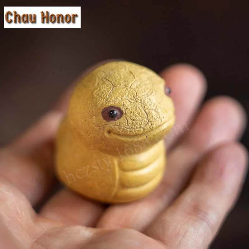 Chinese Purple Clay Tea Pet Zodiac Snake Baby Tea Figurine Ornaments Handmade Sculpture Crafts Chinese Tea Set Decor Accessories