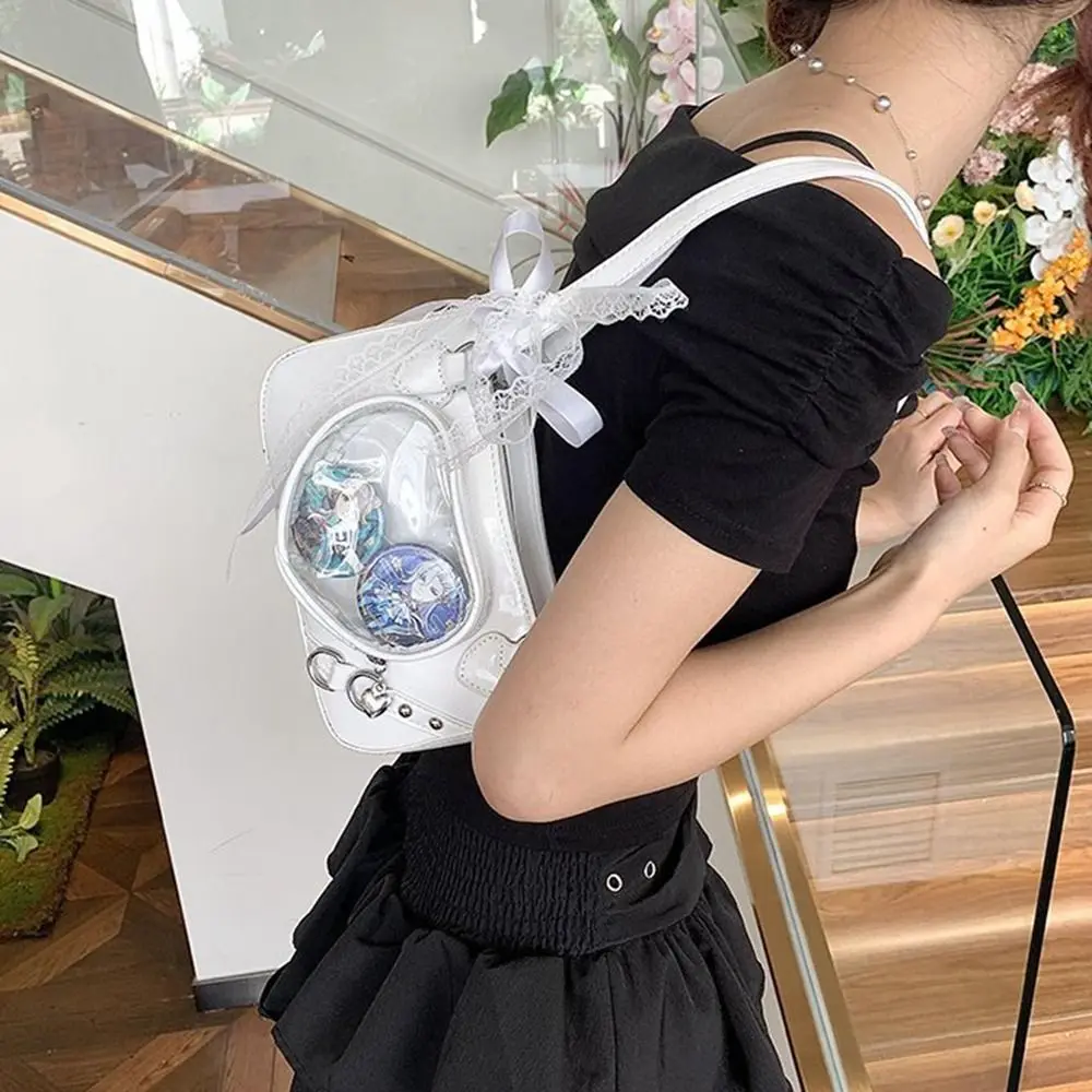 

Pouch Bag Y2K Transparent Love Itabag JK Zipper Bag Kawaii Shoulder Bag Backpacks Small Item Bag Lace Crossbody Bag Girl