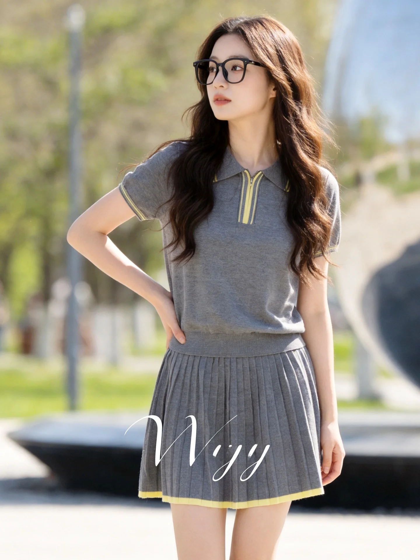 

Summer New plus Size Women's Casual Outfit Two-Piece Set Color Block Trimming Stripe Pattern Comfortable High Waist Poly...
