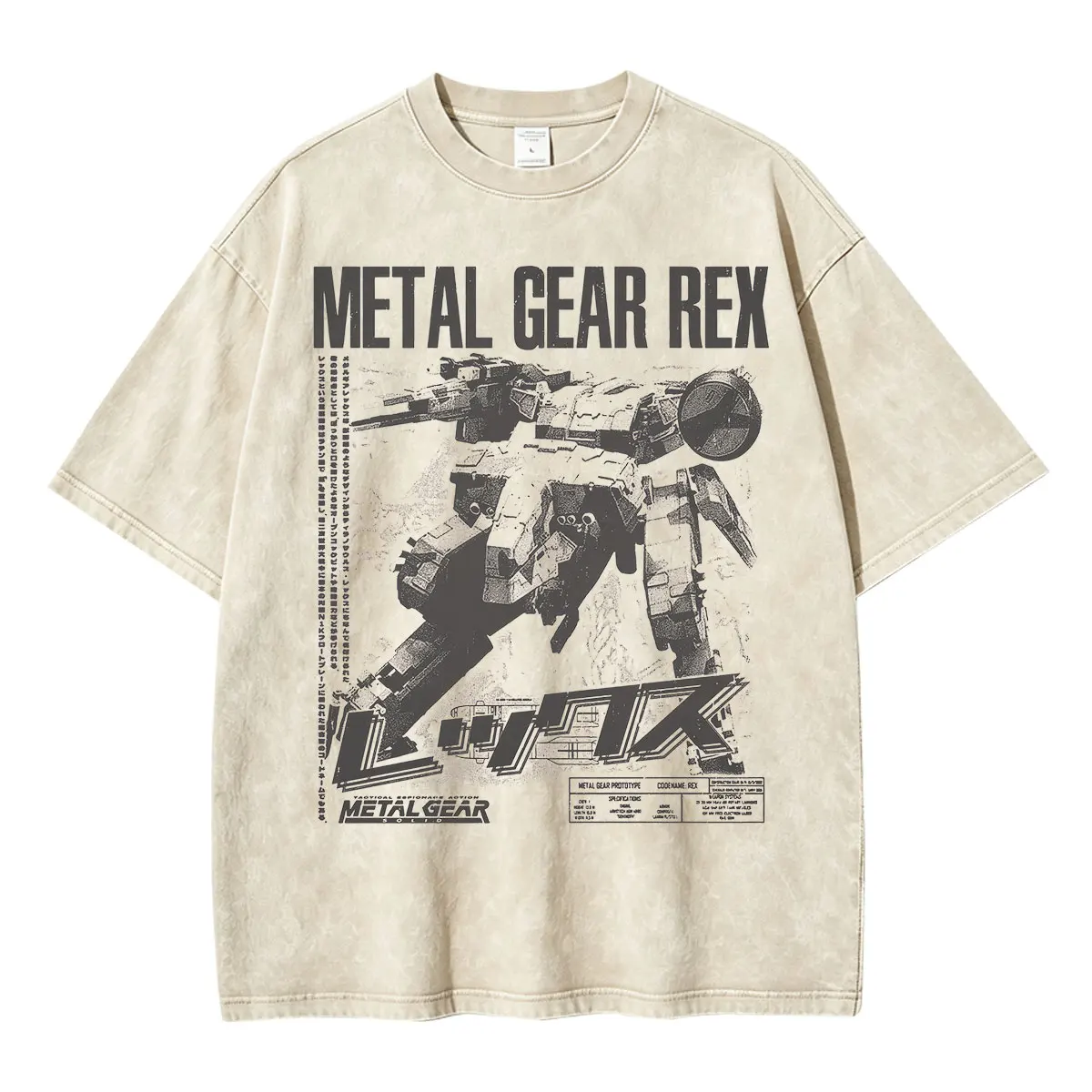 Metal Gear Solid Metal Gear Rex MGS1 Solid Snake – Grafik-T-Shirts im Vintage-Look, gewaschen, für Herren und Damen, kurzärmelige T-Shirts. – Detail 5