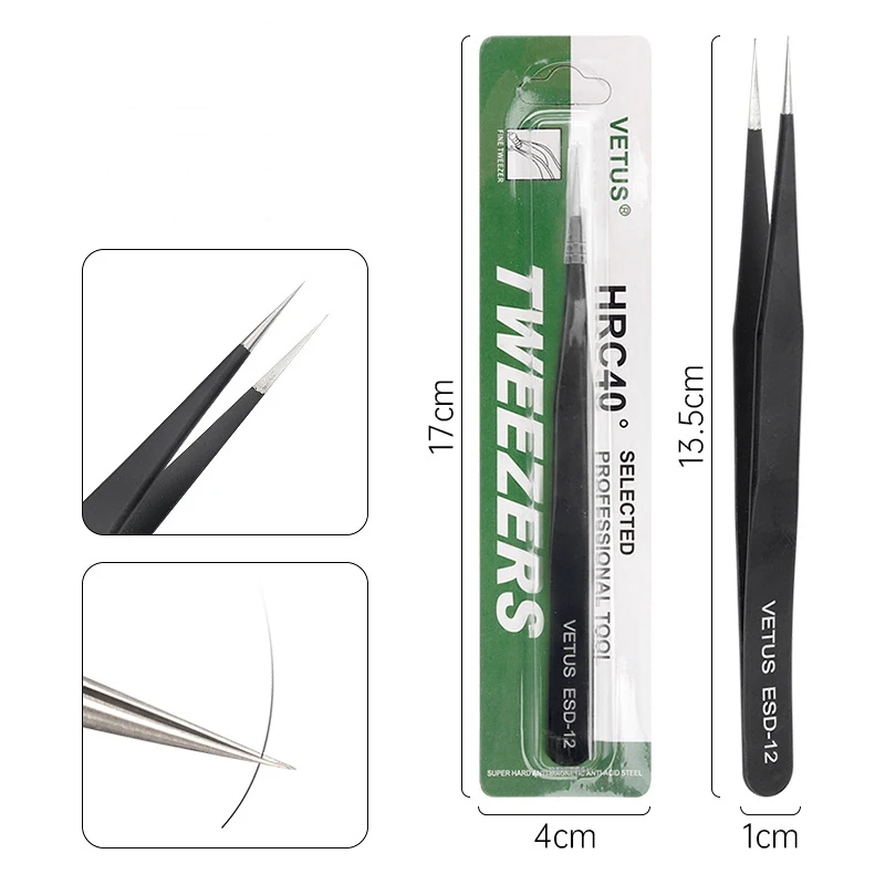 1pcs Black Stainless Steel Eyelash Tweezers Eyebrow Hair Remove Tool High Precision Grafted Eyelash Clip Lash Extension Supplies