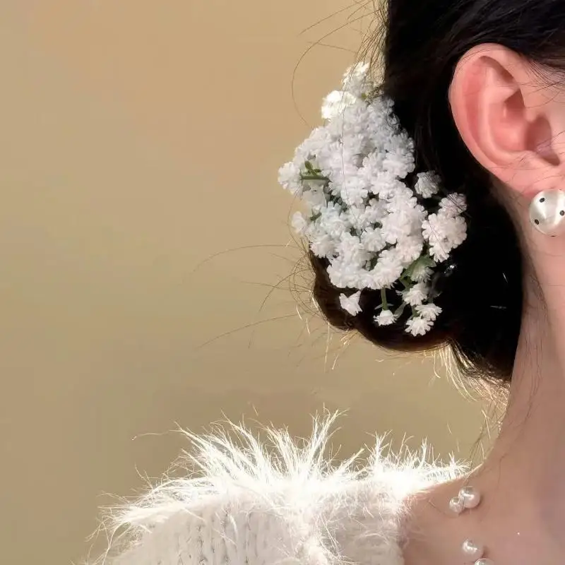 Boho-Haarnadel für Hochzeiten, Gypsophila-Kunstblume, U-Pin für Festivals, Partys, besondere Anlässe, Vintage-Brautaccessoire – Detail 2