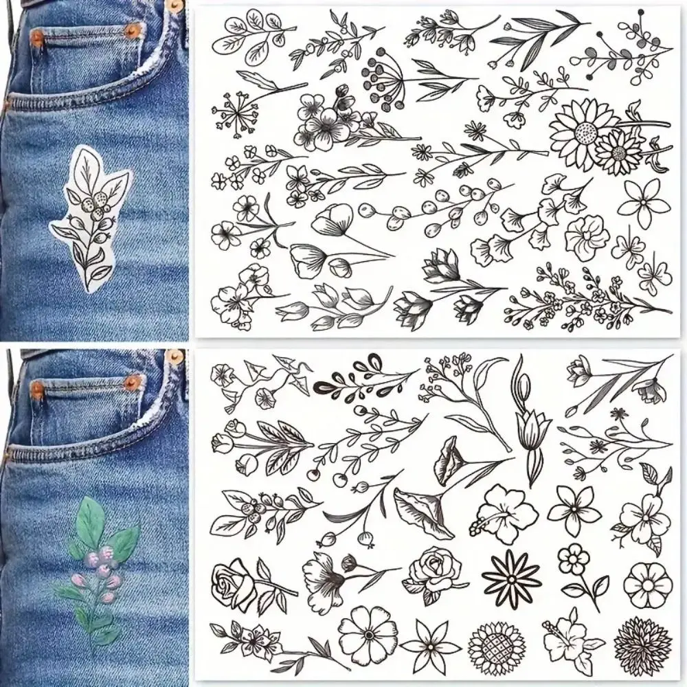 2Sheets Flowers and Leaf Designs Stitching Embroidery Paper Handmade Embroidery Sewing Supplies Hand Sewing Stabilizers