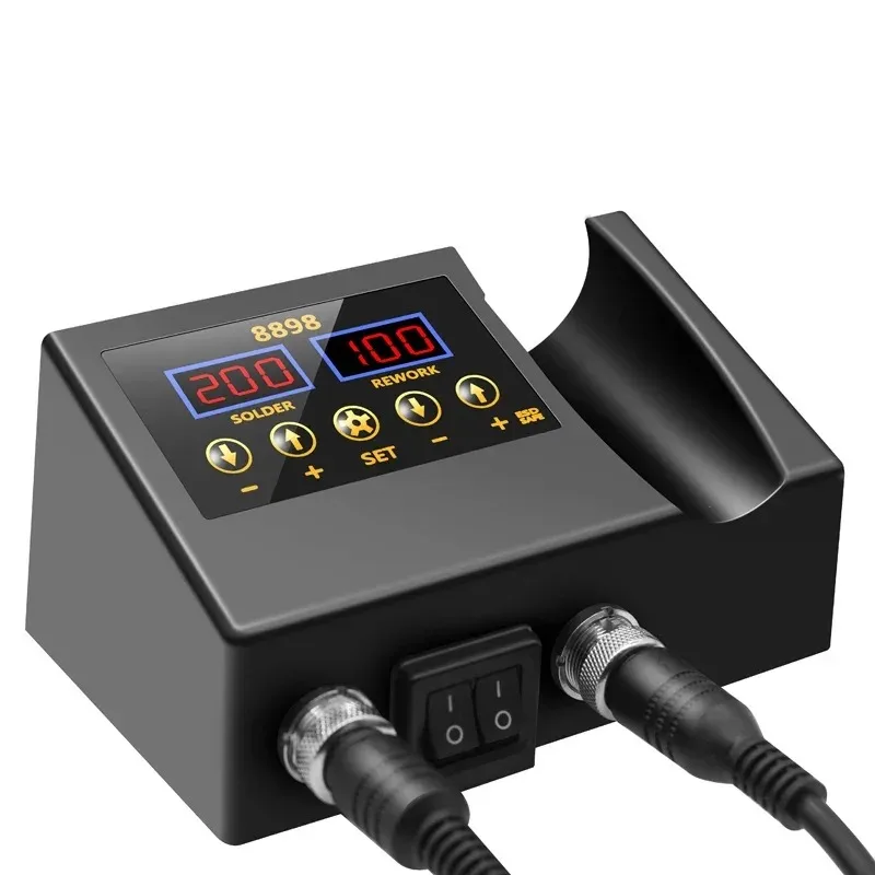 

Portable 8898 Digital Soldering Rework Station with Hot Air Blower Gun Desoldering Tool Kit LCD Display vs 8586 8586D