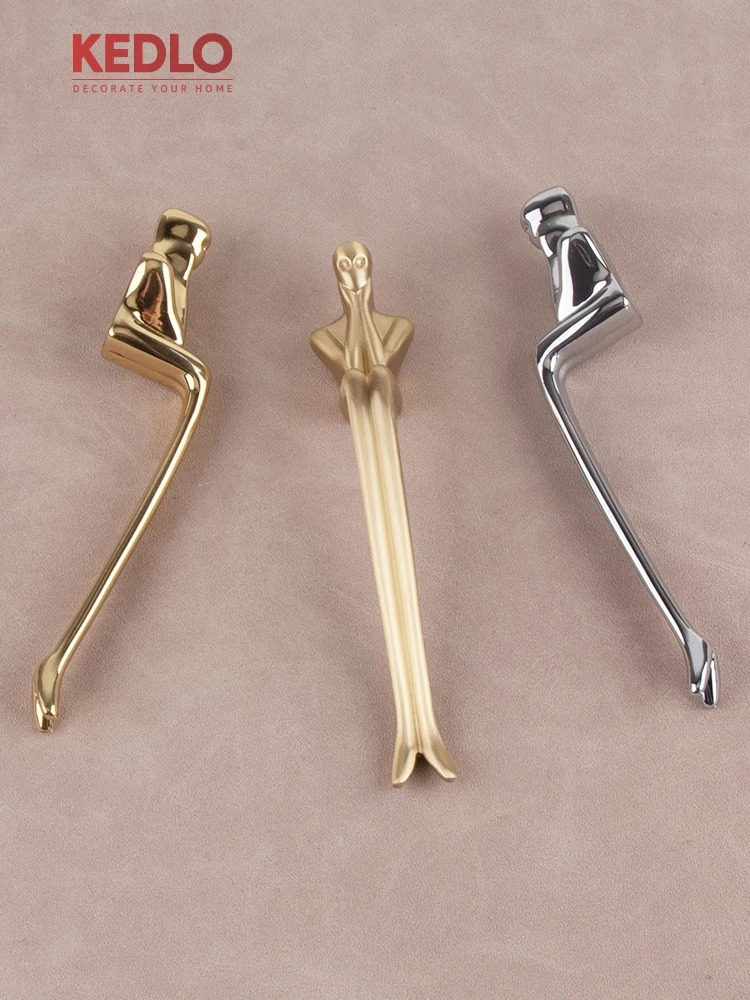 KEDLO Creative Solid Brass Thinker Handle Kitchen Cabinet Gold Knob Drawer Silver Handle