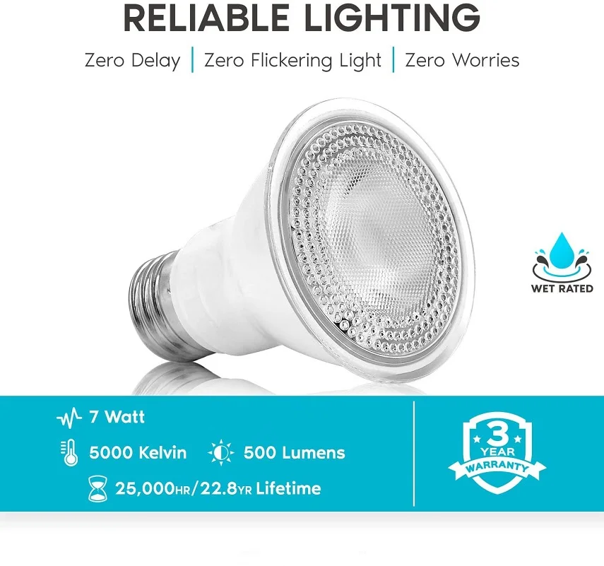 Bombillas LED E27, foco de luz de inundación impermeable para interiores, dormitorio y baño