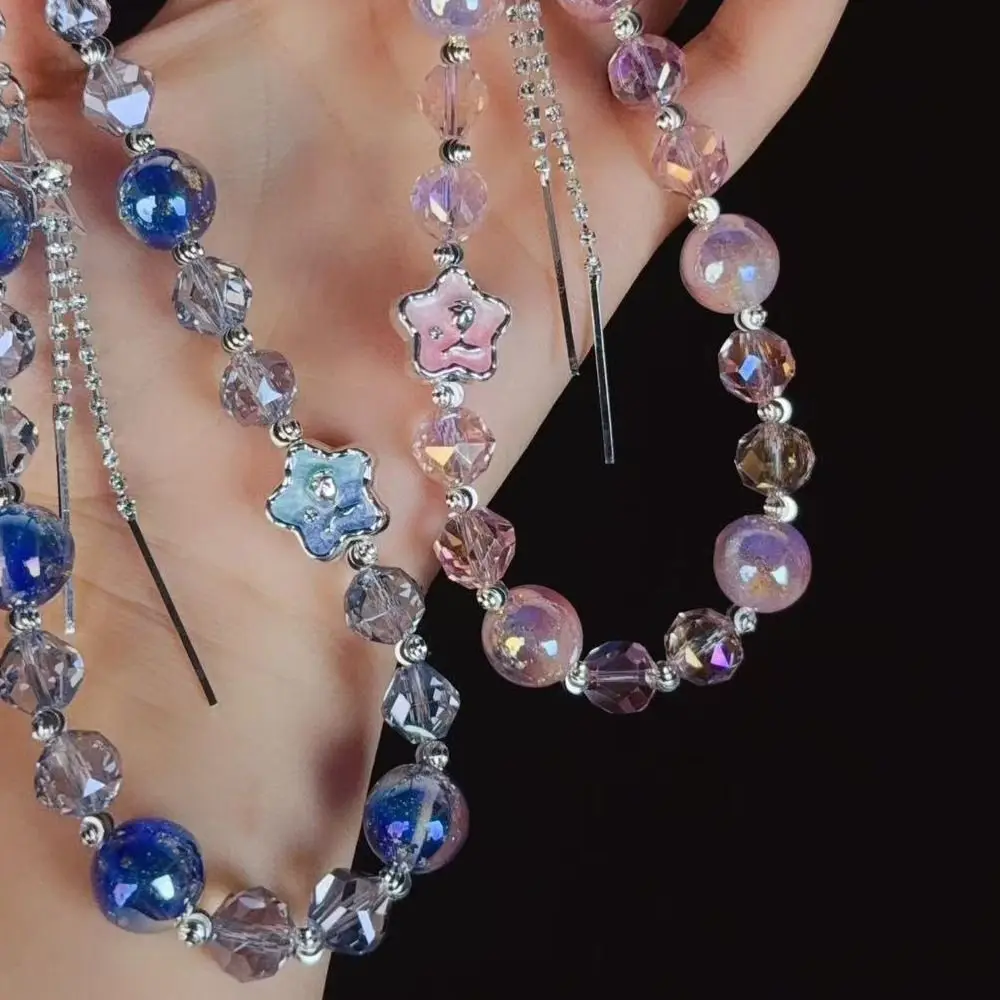 

Creative Crystal Mobile Phone Lanyard Strap Hand-beaded Arts Crafts Phone Hand Rope Anti-Lost Car Keychain