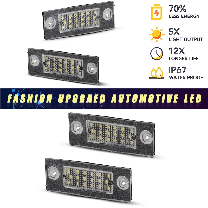 2Pcs Canbus LED License Plate Lights For Audi A2 Type 8Z BJ 1999-2005 Car Rear Number Plate Lamps 18smd 6000K Super Bright view 5