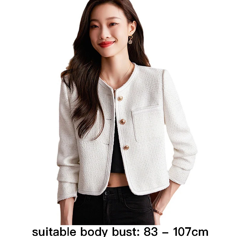 

High quality blazer for women short jacket single breasted new spring 2024 elegant fashion clothes - black white