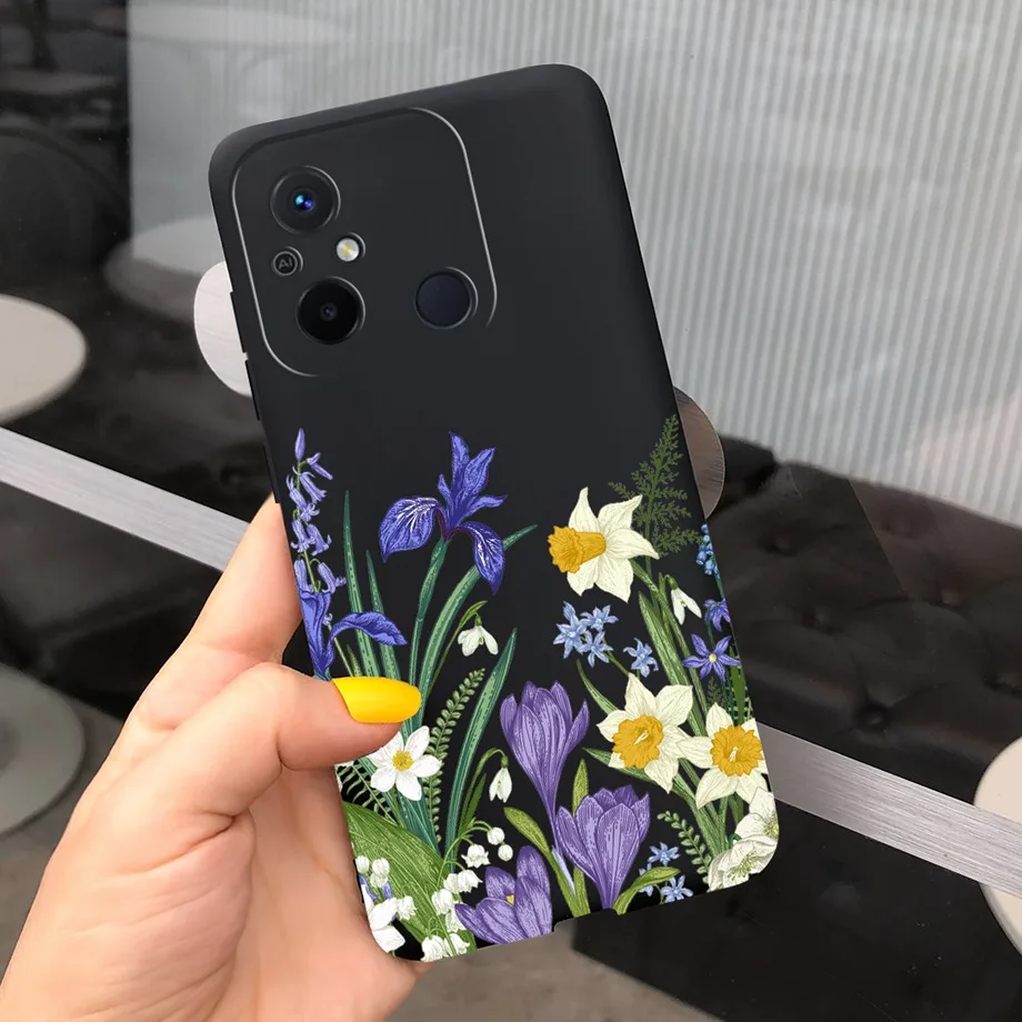 For Xiaomi Redmi 12c Phone Case Shockproof TPU Soft Housing Capa For Redmi 12c Redmi12c Beautiful Girl Butterfly Flower Back Bag