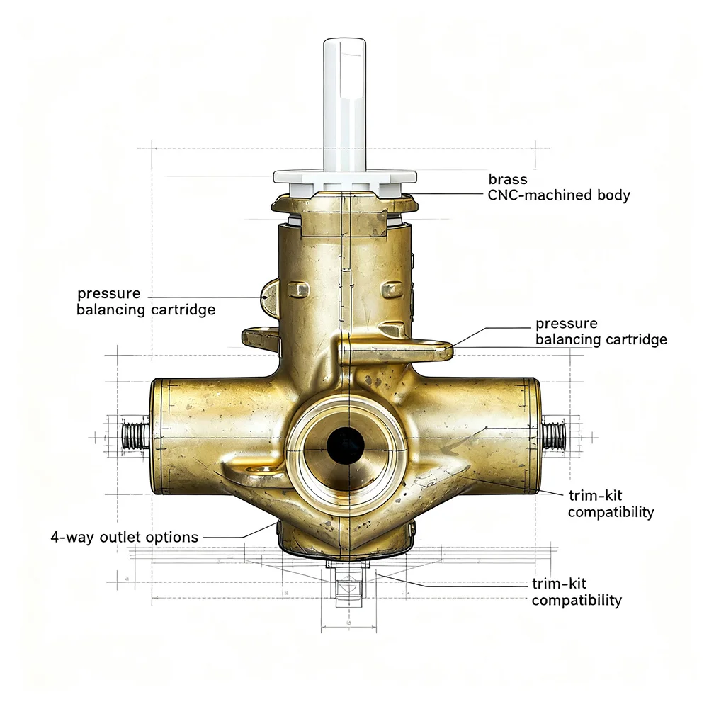 استبدال صمام الدش النحاسي لدرجة الحرارة المستقرة وموازنة الدش أجزاء أجهزة تحسين المنزل للمنزل