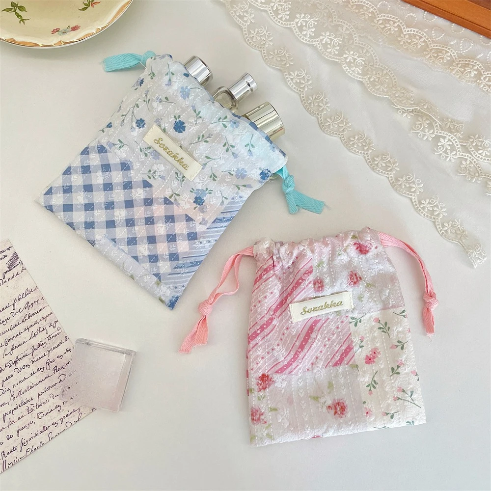 

Новая цветочная сумка-мешок на шнурке для хранения, женская косметичка для помады, милая сумочка для макияжа, рождественский подарок, органайзер для конфет и украшений