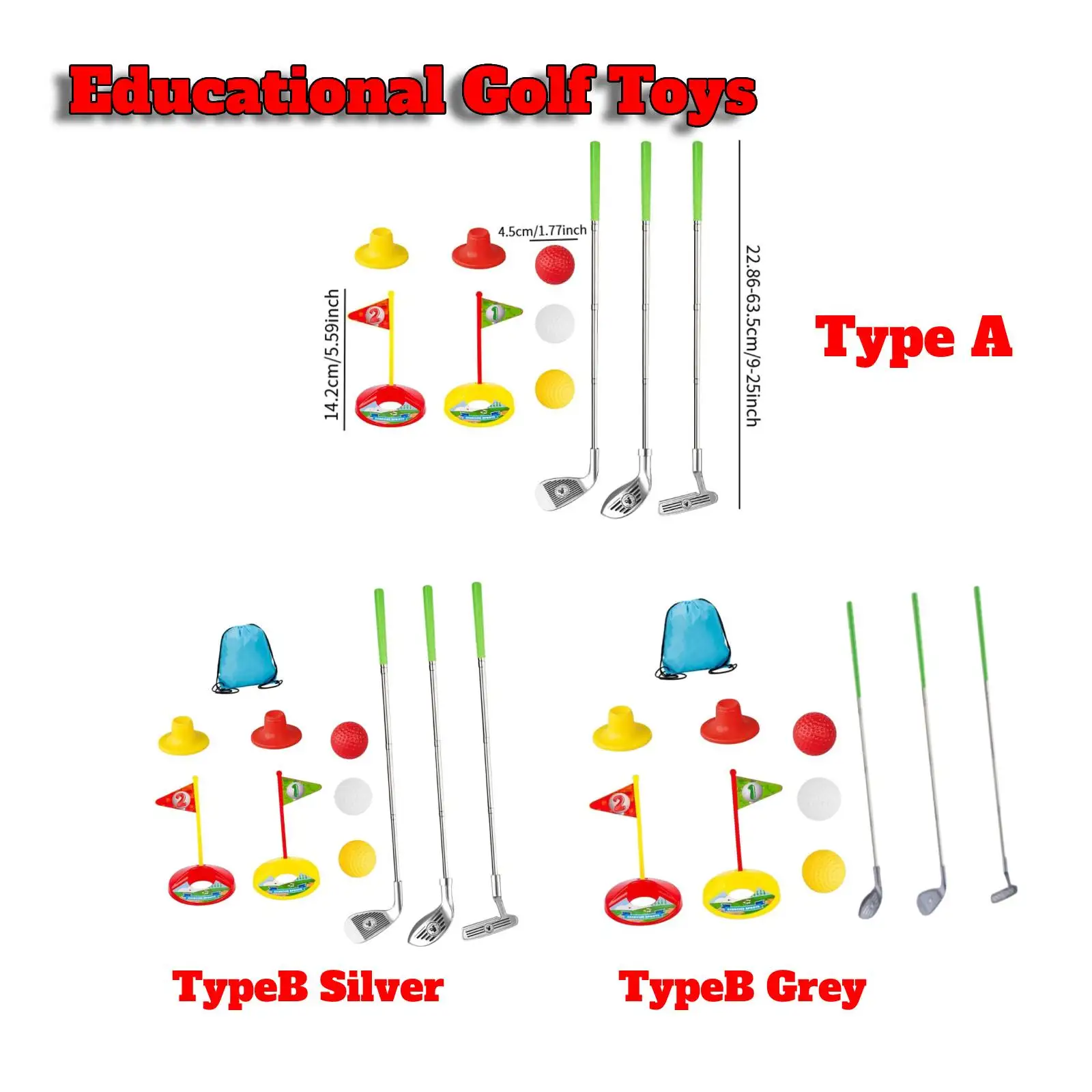 Kids Golf Set 2 Practice Hole Gift 2 Tees Parent Child Interaction Sports Toys Kids Golf Club for Backyard Indoor Outdoor Garden