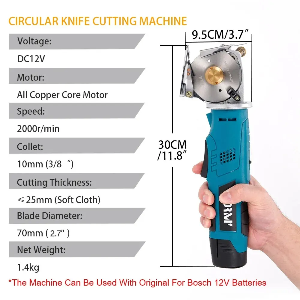 Hormy 12V Electric Tailoring Scissors For Bosch Lithium Battery Sewing Scissor Cloth Suitable Leather Paper Etc Cutting Tool Kit