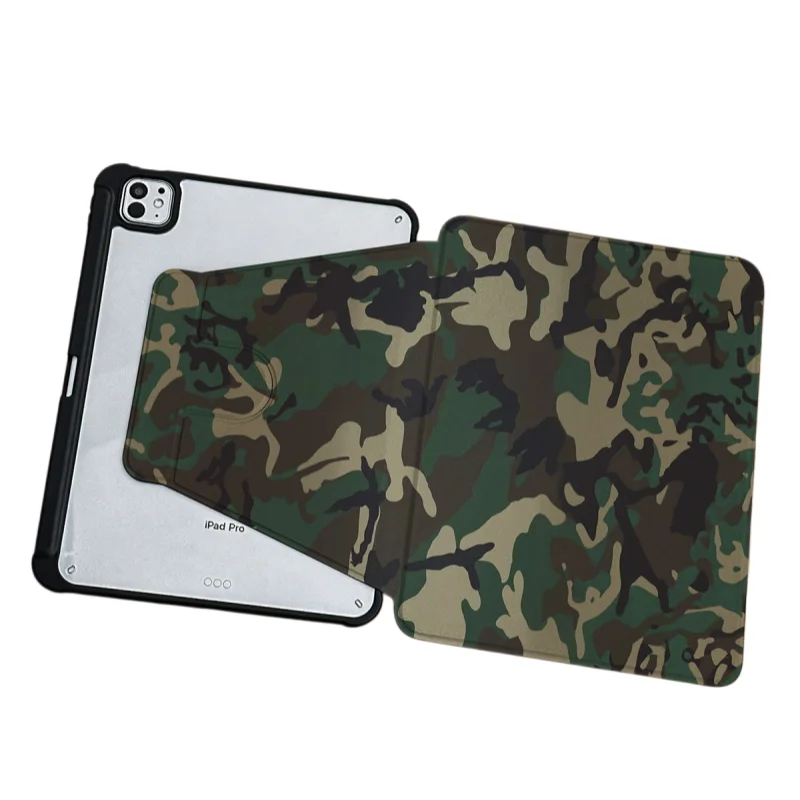 

Camouflage Rotating Stand Pen Slot Tablet Case For iPad 11 10 6 5 Mini 7 6 Pro 2024 2022 2021 2020 2018 Air2025 2024 5 4 3 Cover