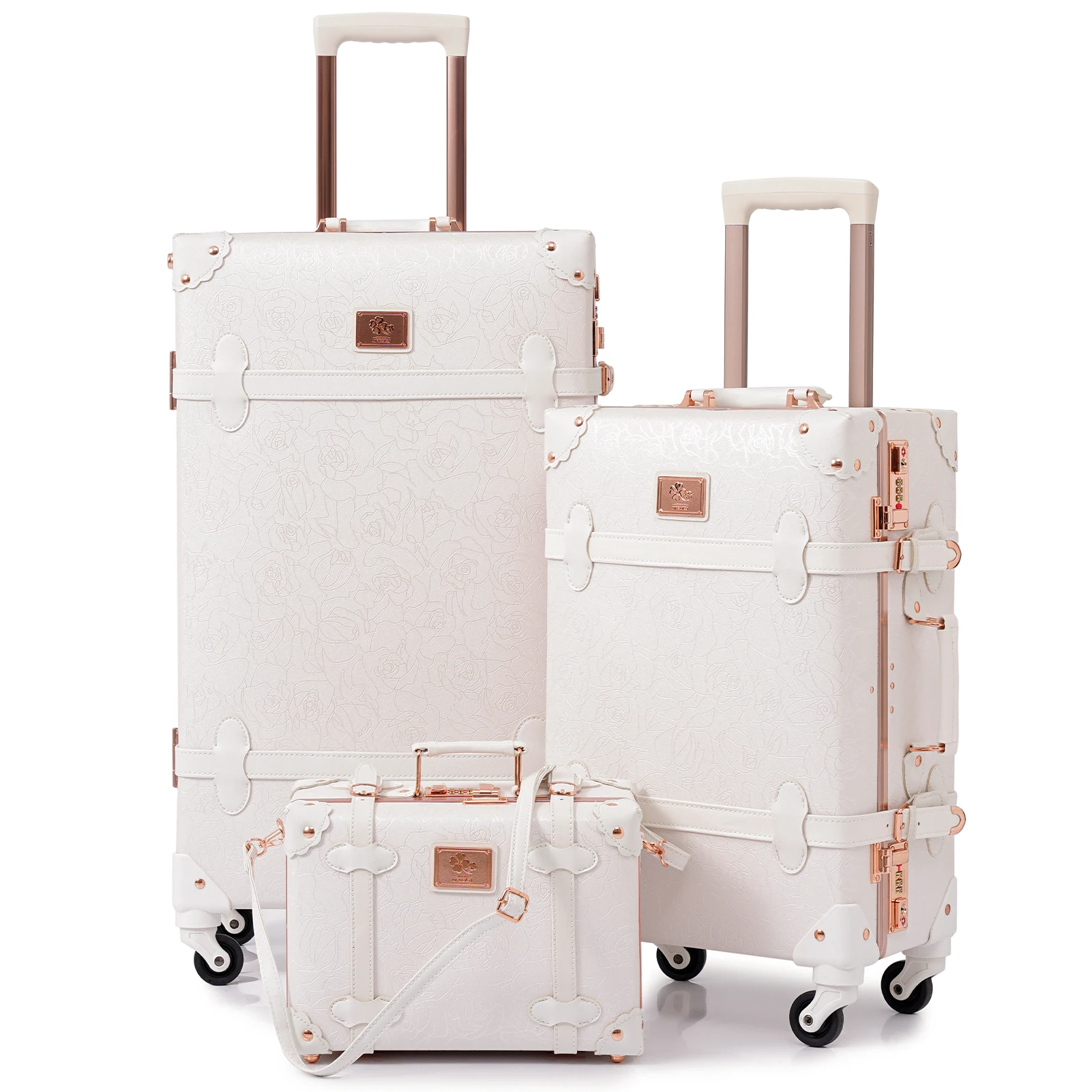 

urecity Vintage Luggage Sets of 3 Piece - Lightweight Carry on Suitcases - Retro Travel Set with Train Case, 26"+20"+12"