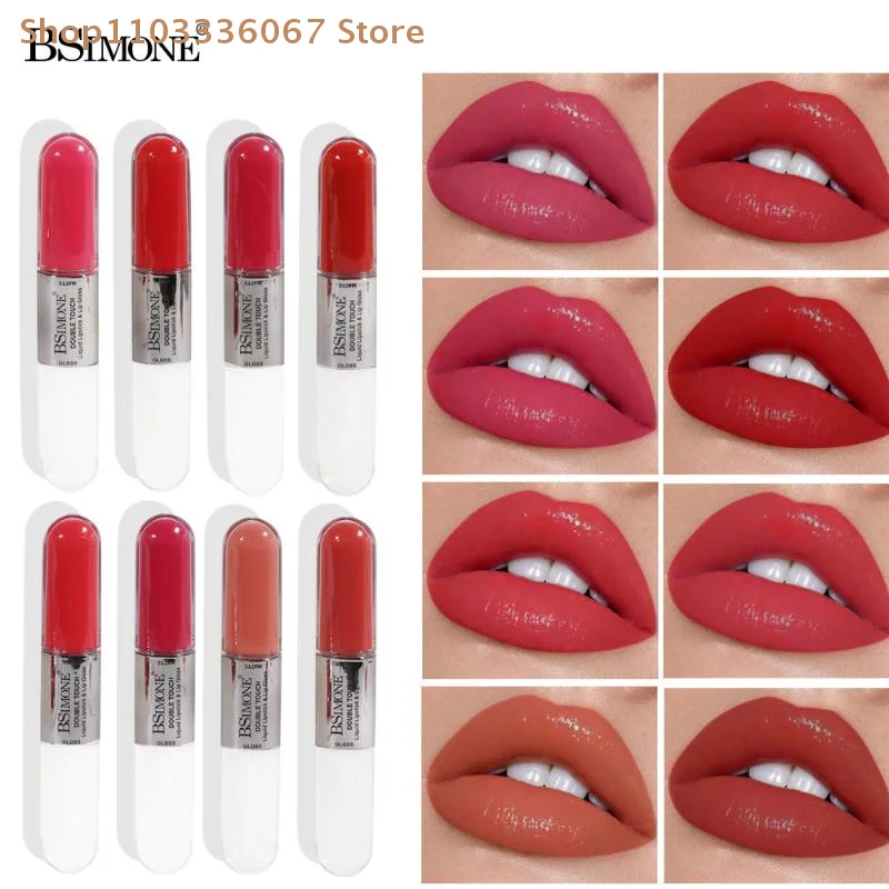 [MP]ลิปสติก BSIMONE 10 กรัม แบบหัวคู่ ลิปกลอสเนื้อใส ติดทนนาน ไม่หลุดลอก ให้ริมฝีปากดูอวบอิ่ม เซ็กซี่ แต่งหน้าแบบธรรมชาติ