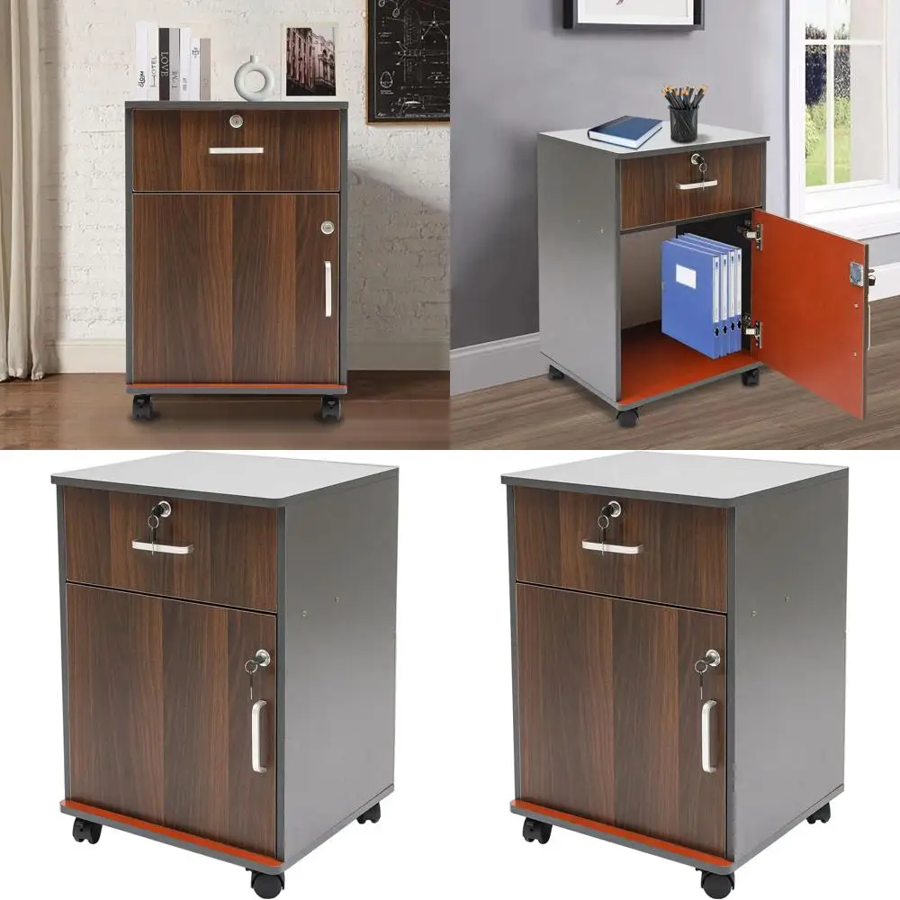 

Компактный вертикальный металлический шкаф для документов с замком, 1 ящик, современный дизайн для домашнего офиса