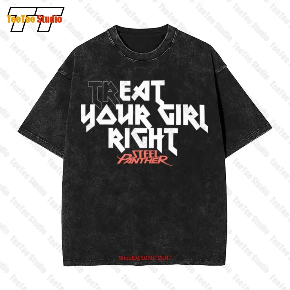 Steel Panther Tr Eat Your Girl Right Slogan Vintage Oversized T-Shirt ZFYC