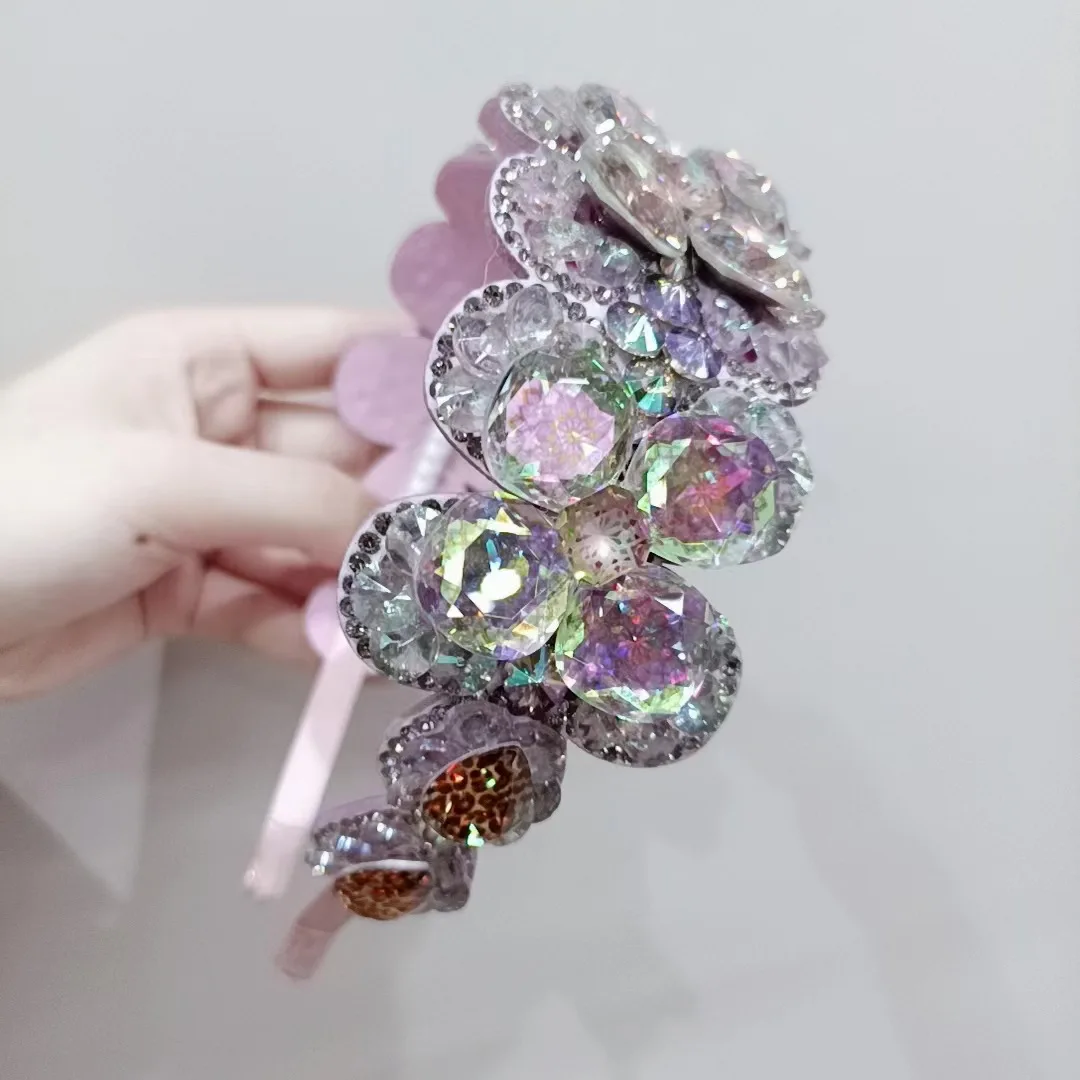 Alice hair color full drill antiskid band female tire pressure hair crystal high-end hairpin wide-brimmed birthday presents