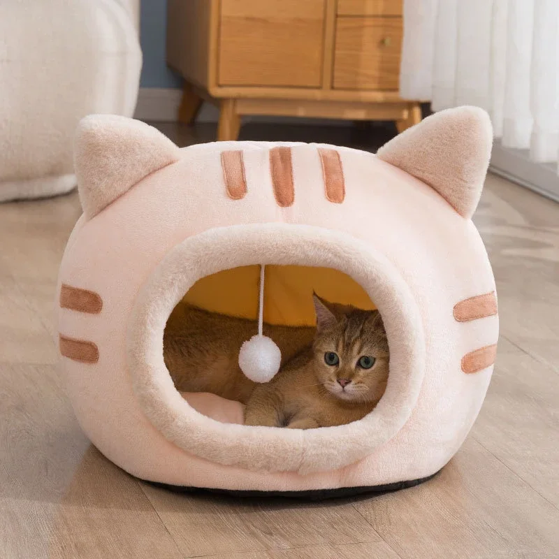 Autumn and Winter Cat Styling Dog Nests Winter Internet Celebrity Warm Semi Enclosed Cat Nesting Mat Pet Supplies Pet Cat Bed