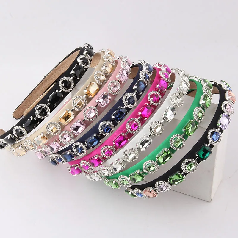 Vintage Luxury Fashion Rhinestone kolorowe koraliki Hairband pałąk panie piękne akcesoria do włosów