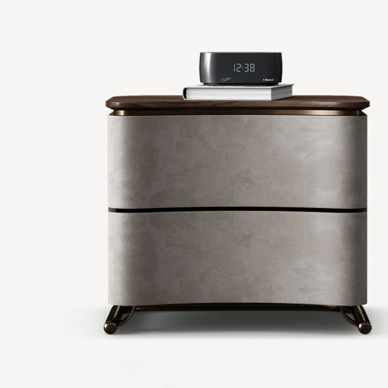 

Natural marble bedside table Modern walnut bedside table