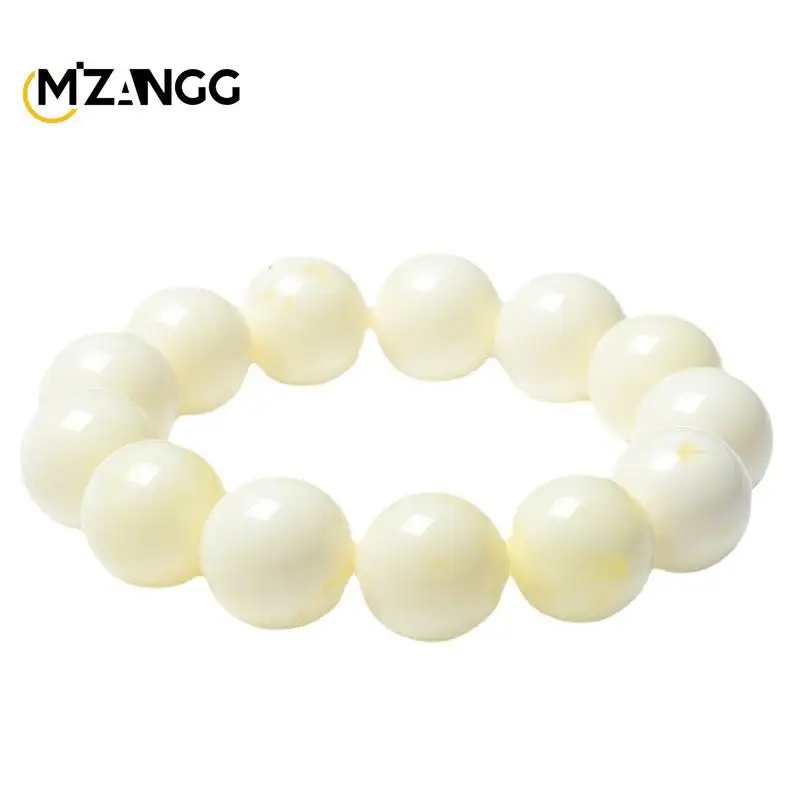 Pulsera de cera de abeja blanca Natural para hombres y mujeres, néctar blanco, ámbar, cuentas de Buda, tallado a mano, joyería Retro de lujo