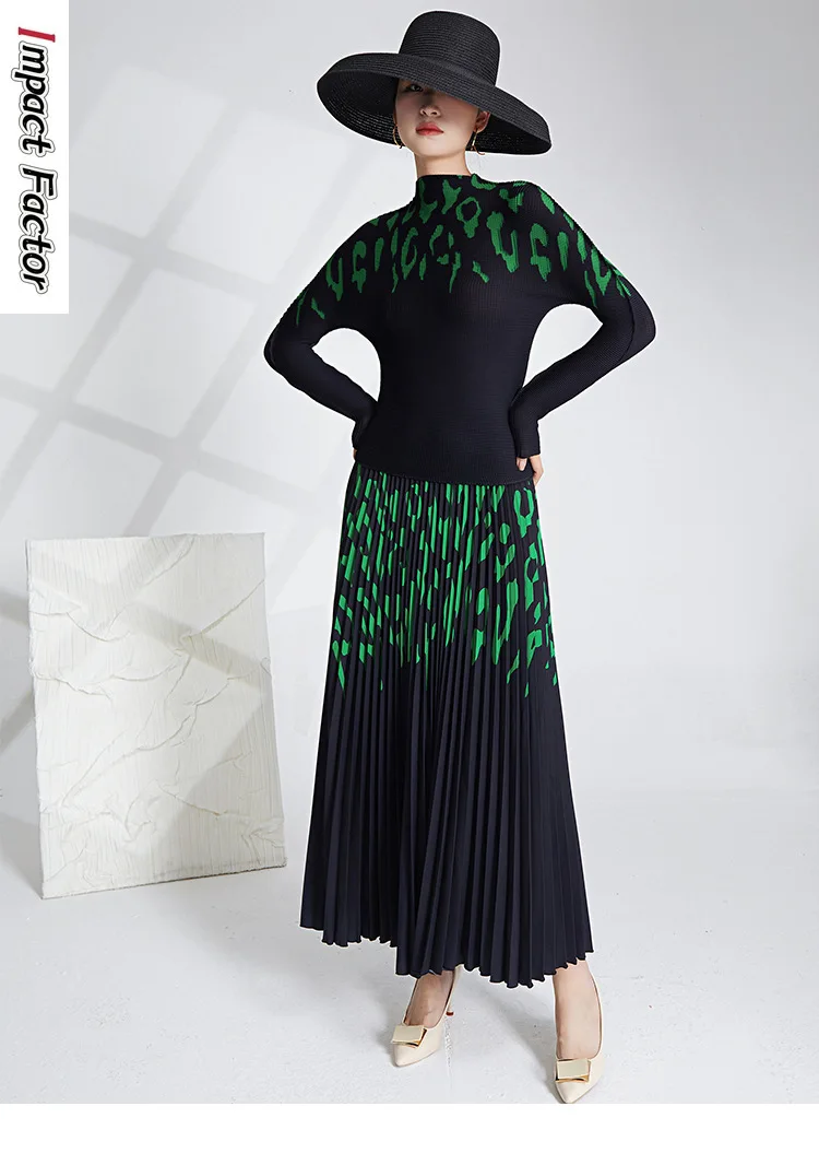 

Miyake Halfbody Skirt Dropped High Waist Slim Printing A-line Skirt Long Fashion Casual Versatile Pleated and Pleated Skirt