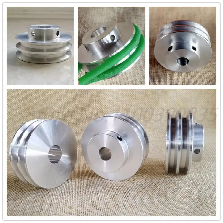 Aluminum alloy double-groove pulley, transmission wheel, V groove, groove width 7mmPU round belt