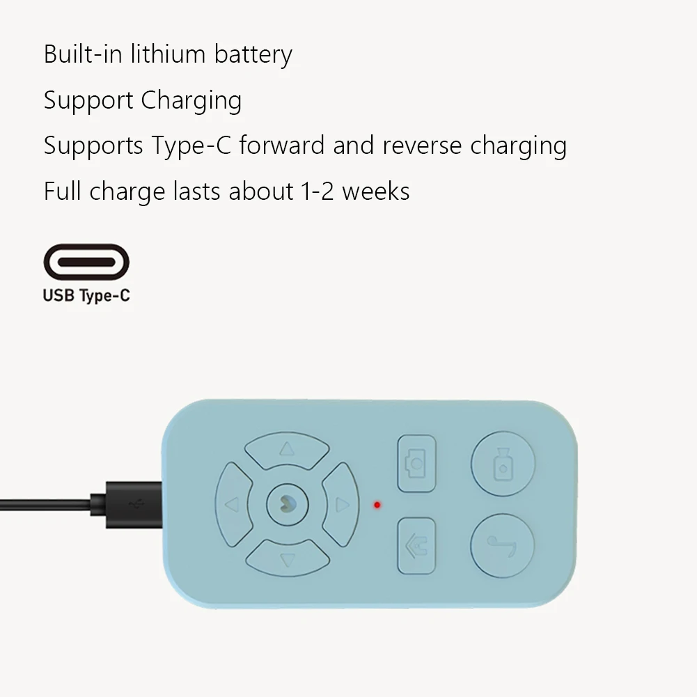 Controle remoto universal Bluetooth, Portable Selfie Stick, Camera Controller Shutter, Recarregável Wireless Page Turner para iPhone