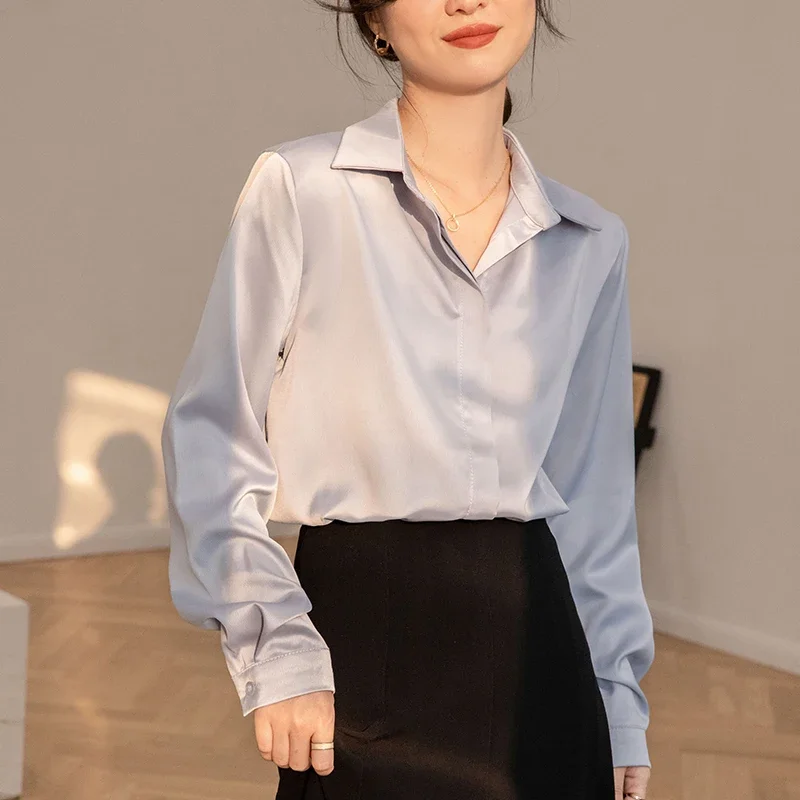 Fashion Long Sleeve Turn Down Collar Women Blouse Office Lady Casual Blouse Shirt Women Tops Blusas De Verano Mujer 2024 H930