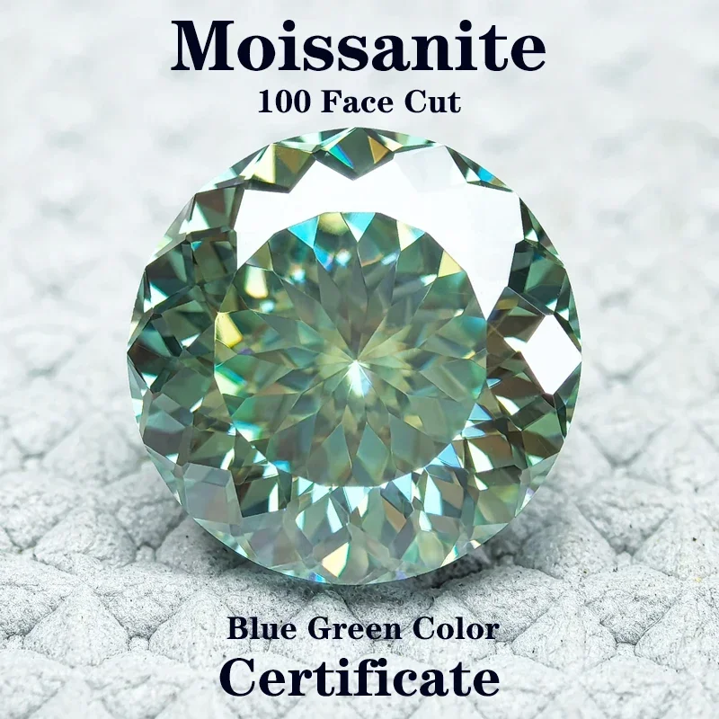 

Moissanite Stone 100 Faceted Cut Natural Color Blue Green DIY Charms Ring Necklace Earrings Main Materials with Certificate