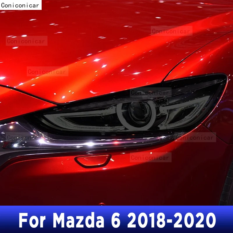 2 Pcs Performance Car Headlight Protective Film Front Light Smoked Black TPU Sticker For Mazda 6 Atenza 2018-2020 Accessories