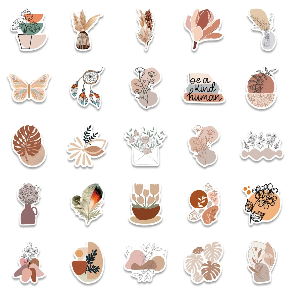 50PCS Boho Style Aesthetic Graffiti Stickers for Luggage Laptop IPad Skateboard Gift Journal Waterproof Stickers